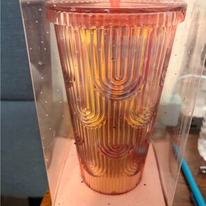 Iridescent Pink Reusable Tumbler with Lid